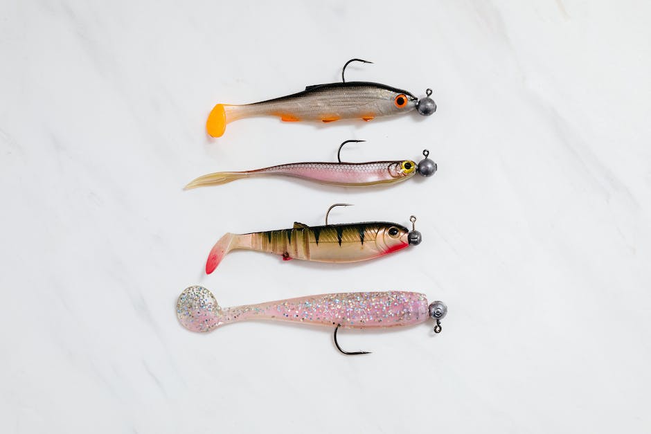 Image depicting various types of fishing baits for different fish species.